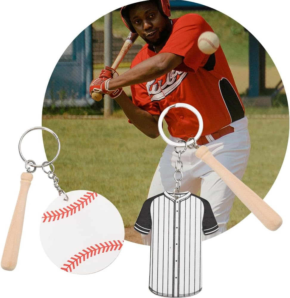 Baseball Themed Gifts for Team Sports Party Favors for Baseball Player Graduation Birthday Gifts for Grandson Son Softball Team Sports Bag Charms for Backpack School Bag DIY Crafting Keychain 2 Pcs image number 6