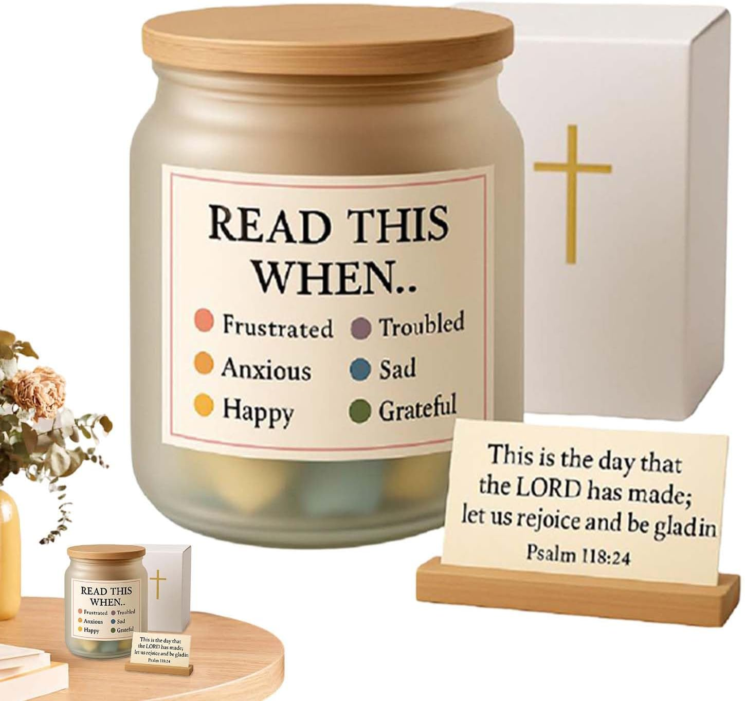 Prayer Glass, Hopeful Bible Verses Glass - Bible Saying Basket Inspirational Prayers for Women Birthday Godmother Easter Christian Christening Home Morning Pastor Bedside Table image number 2