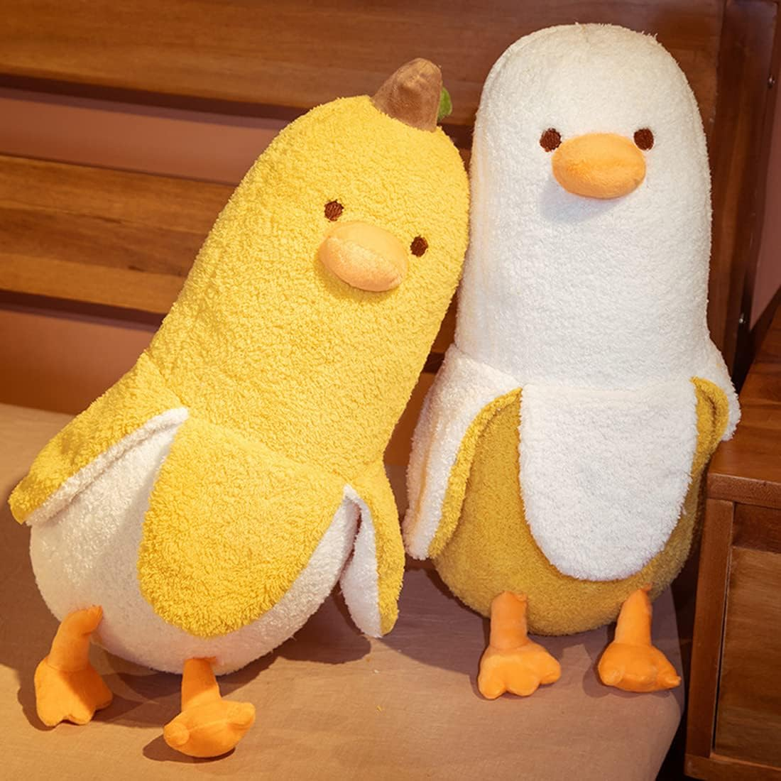 Banana Duck Plush Toy 19.6",Cute Plushies Banana Stuffed Animal,Duck Plushie Long Banana Duck Plush Pillow,Funny Hugging Pillow Sleeping Cushion Soft Gifts for Boys Girls Birthday Christmas(White) image number 6