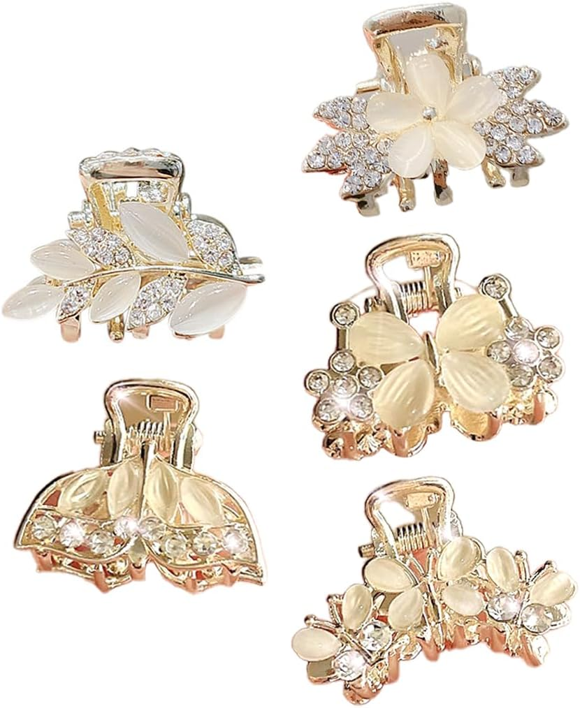 Small Hair Clips, Pack of 5 Metal Mini Hair Clips, Small, Crystals Small Hair Clips, Non-Slip Hair Clip, Small, Hair Accessories for Women and Girls (B) image number 2