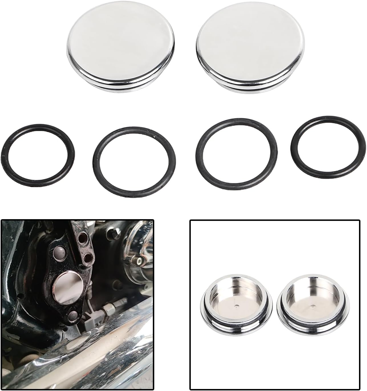 Chrome Flat Style Swingarm Pivot Cover Caps for Harley Touring Street Electra Glide Road King FLHT FLHX 1996-2023 image number 2