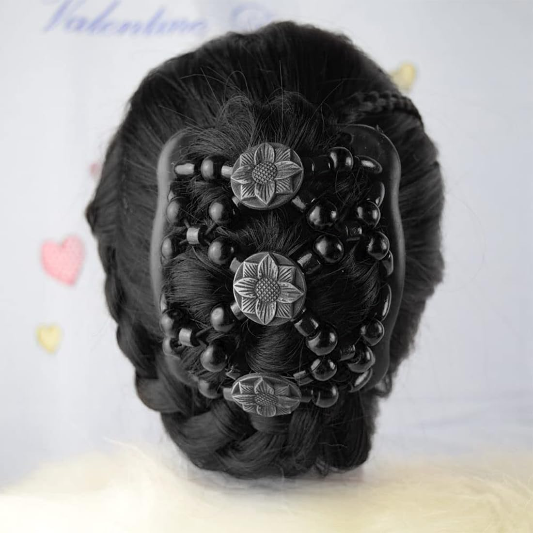 OQKAHIV Hair Comb with Elastic Beads and Stretchy Hair Clip, 1 Piece Magic Hair Comb Double Clip for Girls, Beautiful Hair Accessories Elegant Hair Clip for Women, Hair Styling Hair Comb image number 3