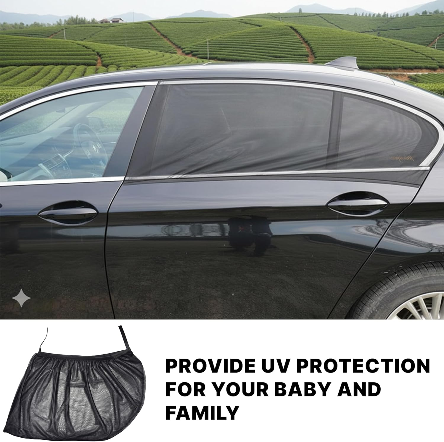 2 Pack Premium Car Window Shade, UV Protection Car Shades for Side Windows Baby, Full Coverage Car Window Sun Shade, Adjustable Mesh Car Window Cover for Baby, Fits Most Vehicles
