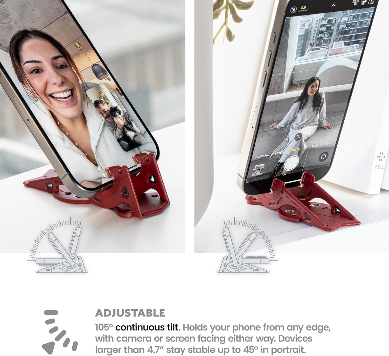 GEOMETRICAL Pocket Tripod Prov2 - Card-Size Stand, for Iphone, Blood Red Universal Kit - Blood Red image number 5