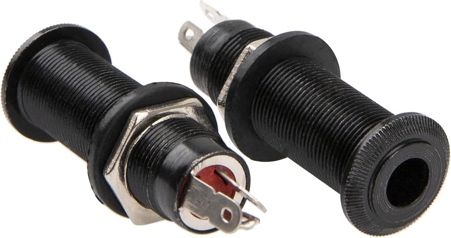 Coehaopikejack, Output Jack Input Plug Sockets Electric Guitar Bass, with 3 Pins 1/4 Inch Barrel Jack Input/Output Mono Guitar Parts & Accessories, Silver (Black) image number 5