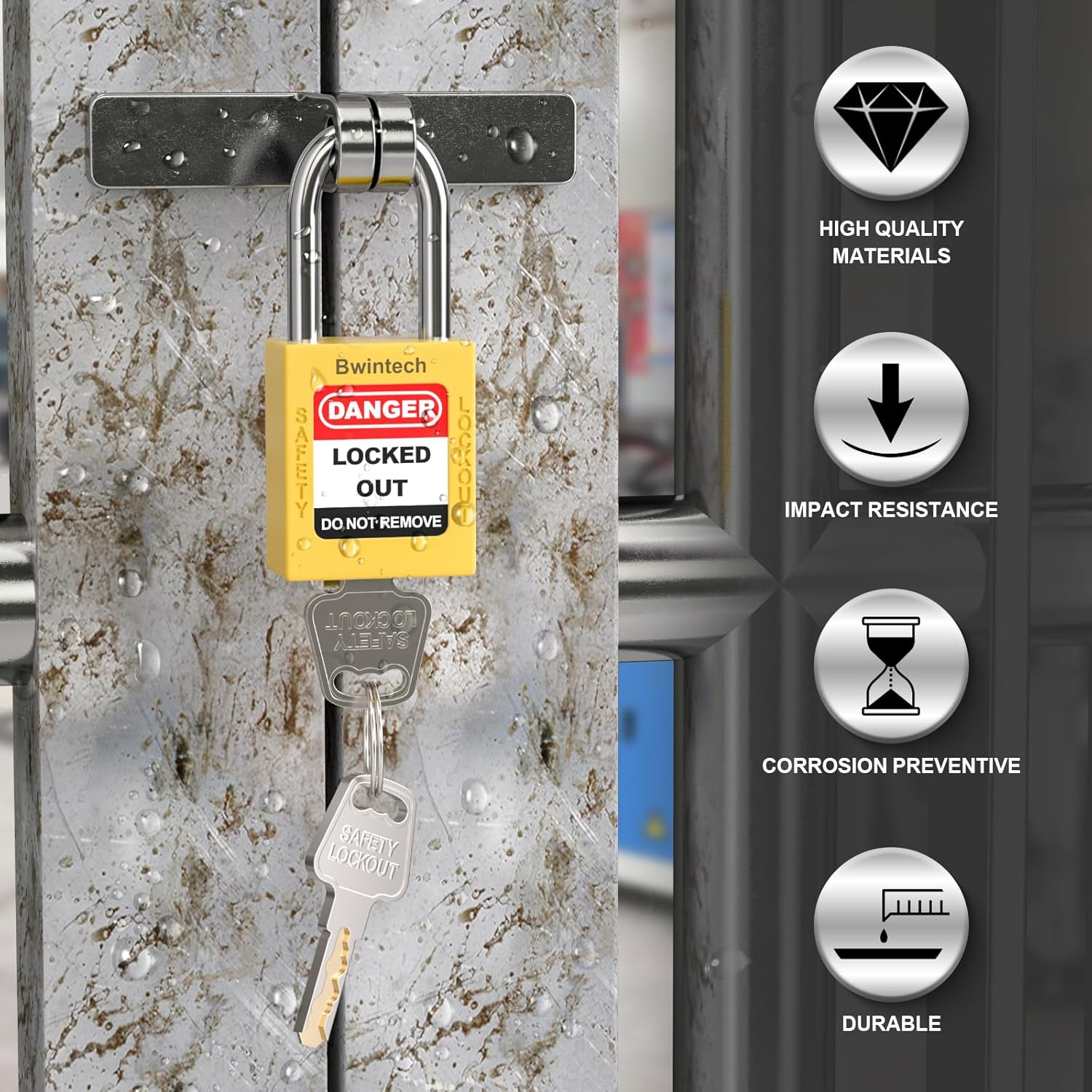 Pack of 10 38 Mm Encrypted Yellow Safety Padlock Lockout Tagout Lock for Lock Out Tag Out Stations and Devices image number 2