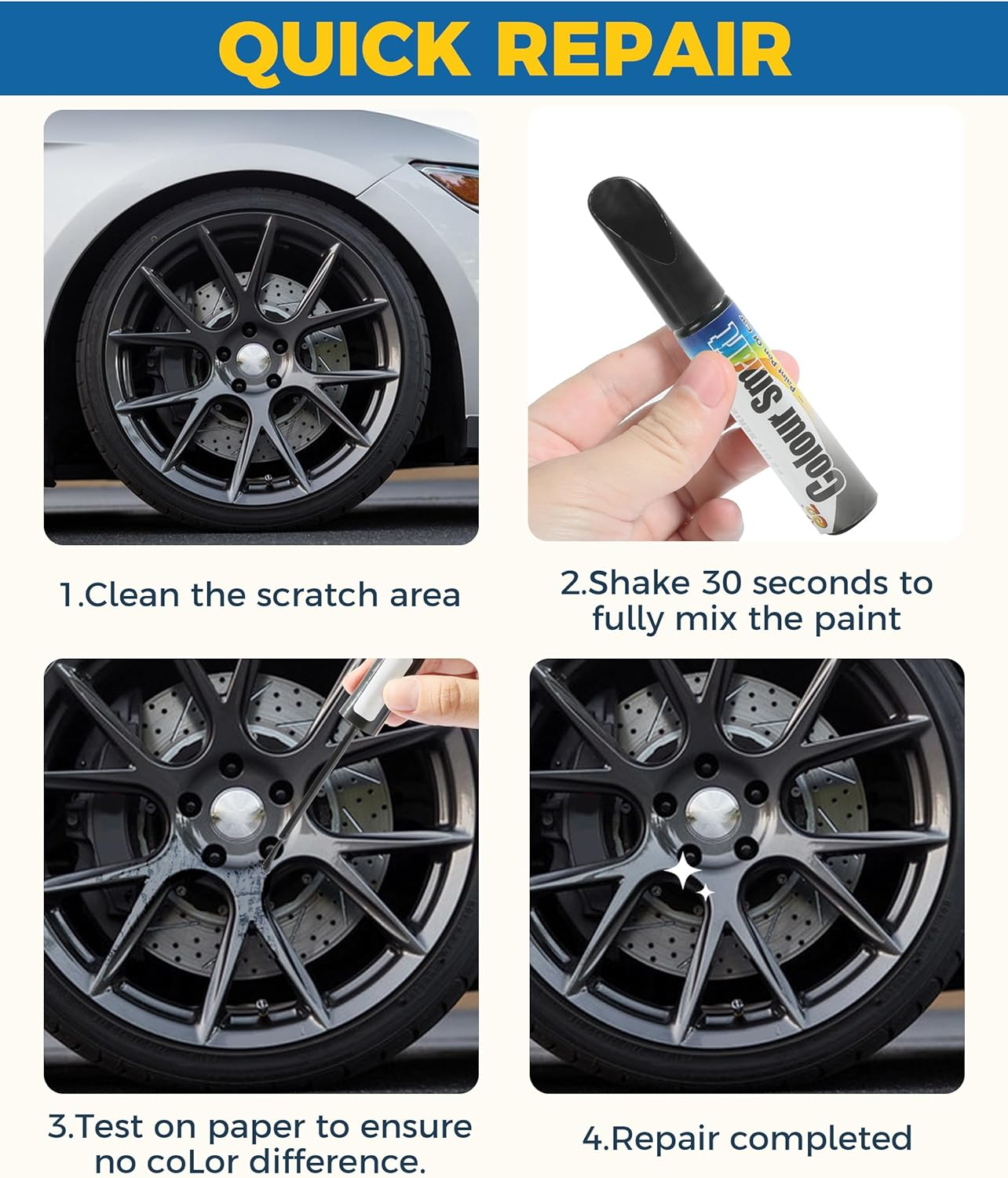 Touch up Paint for Cars,Rim Paint,Car Accessories Wheel Paint,Auto Touch up Paint,Car Scratch Remover Pen,Rim Scratch Repair,Car Paint Automotive Paint, Rim Paint for Car Wheel Repair (Black) image number 1