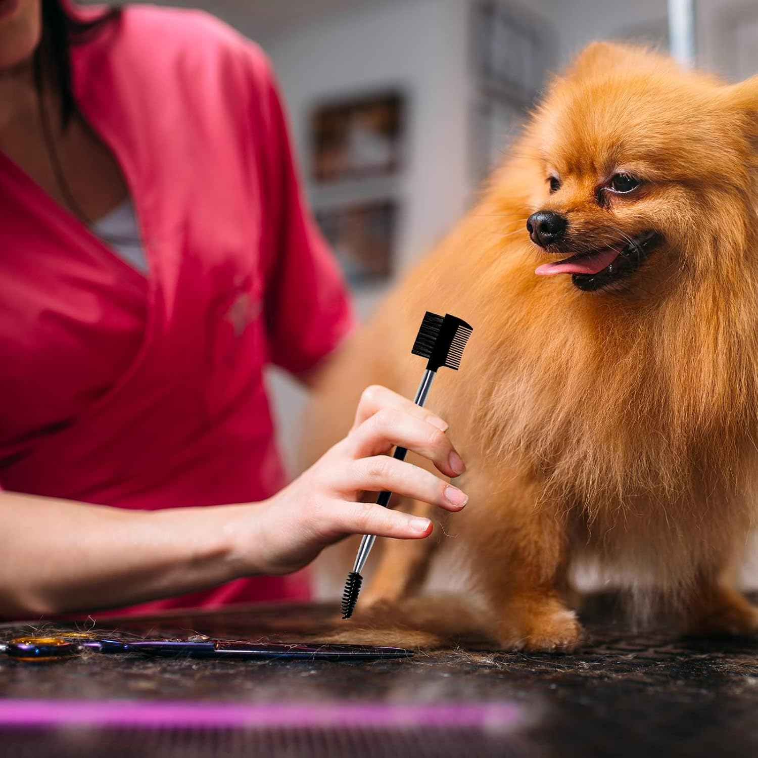 Dog Tear Stain Remover Comb,2 PCS Dog Flea Comb Double-Sided Tear Stain Remover Comb Grooming Comb Eye Comb Brush for Pet Cat Dogs Kitten Puppy image number 3