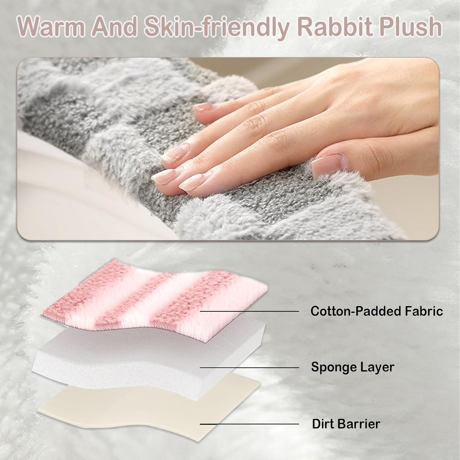 Thick and Warm Plush Toilet Seat Cover &ndash; Washable, Reusable Cushion with TPR Adhesive & Checkered Pattern for Comfort & Insulation (Pink) image number 3