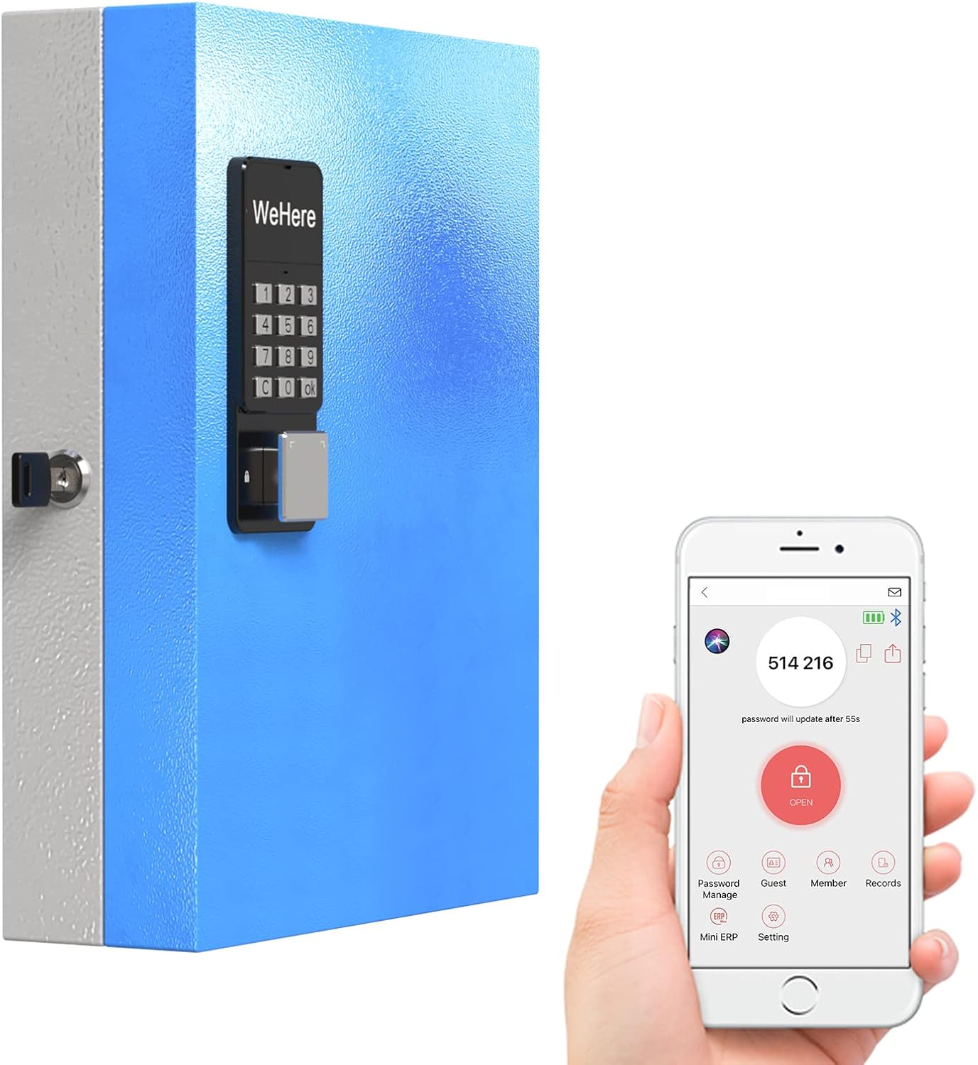 96 Key Cabinet (Plus), Key Lock Box Wall Mount Use One Time Password, Fixed Code/Bluetooth/Otp Share Unlock, Security Lockbox for Valets, Hotels, Car, Offfice Key Management & Storage image number 2