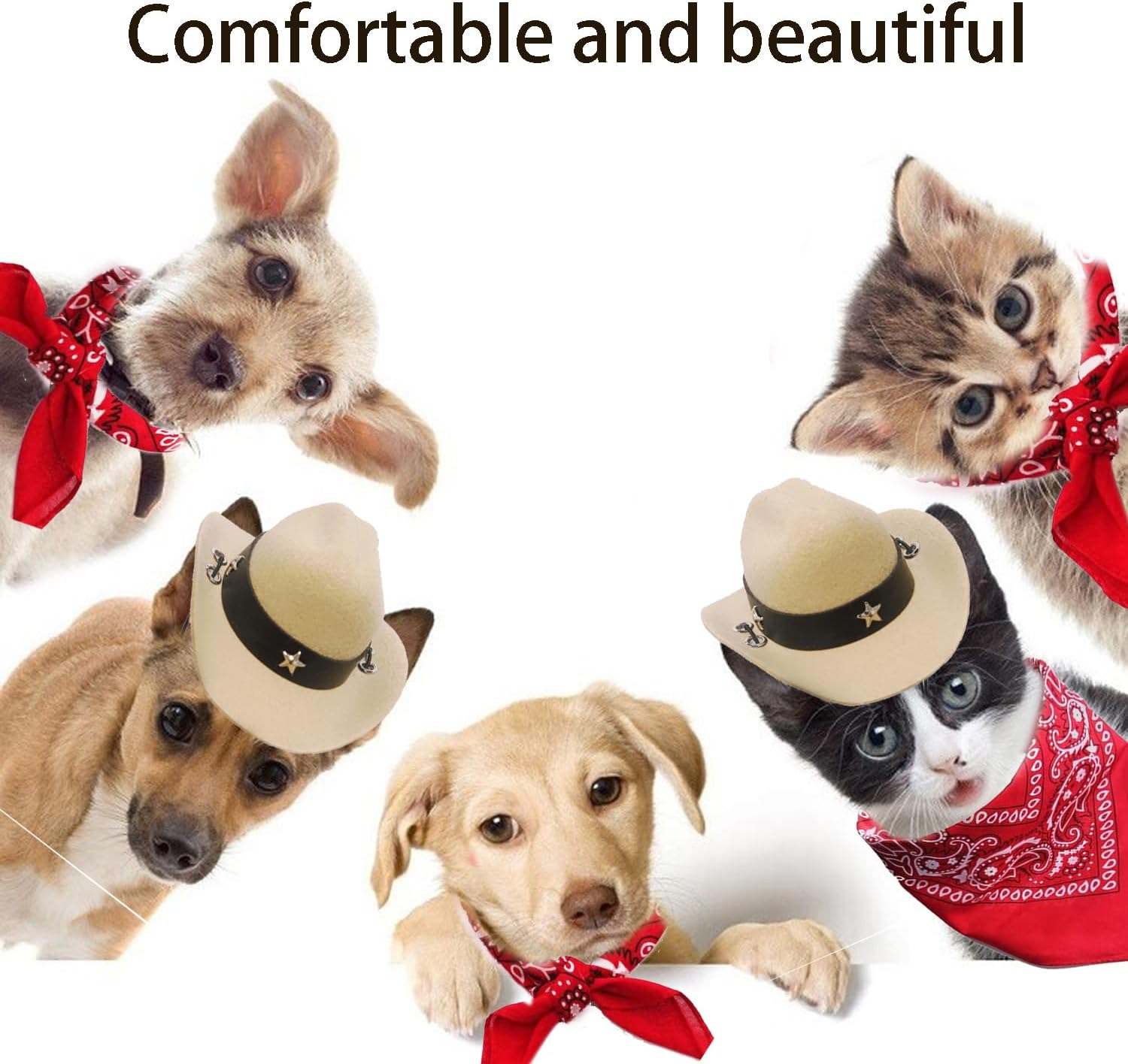 2 Pices Dog Cowboy Hat, Pet Dogs Cowboy Costume Hats, Pet Party Cowboy Hat, Western Dog Cowboy Hat, for Puppy Kitten, Pet Party Festival and Daily Wearing Decoration image number 3