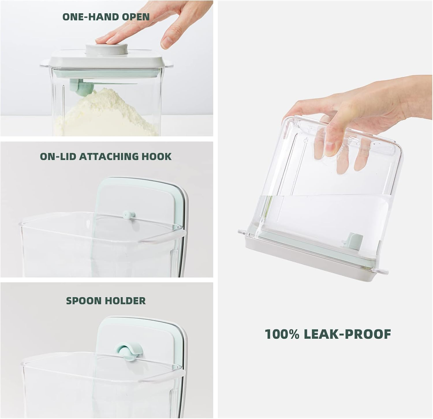 Tourdeus Formula Container - 1700Ml Pop Top Milk Powder Container, Bpa-Free Airtight Formula Dispenser with Scoop and Scraper, 21OZ, 1.32LB, 600G, Clear image number 6