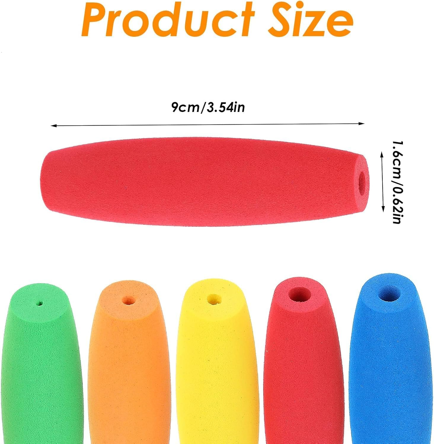 Linyongc EVA Crochet Hook Grips, 5Pcs Anti-Slip, Soft, Fits 2Mm-10Mm Hooks, Green, Orange, Yellow, Red, Blue image number 3