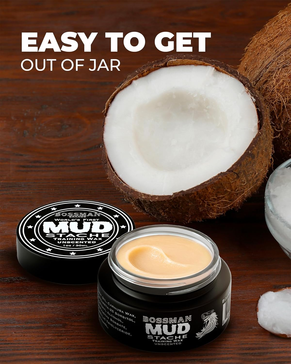 (Naked) - Bossman Mudstache NAKED - NO Colour Tint NO Scent Moustache Training Wax - .2220Ml image number 1
