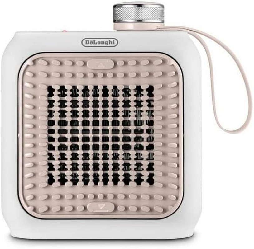 De'Longhi Capsule Desk Ceramic Fan Heater HFX10B03.LB, Quiet Mini Fast Heater, Adjustable Grille, Safety Thermostat, Ideal for Desk and Travel, 360 Watt, Light Blue