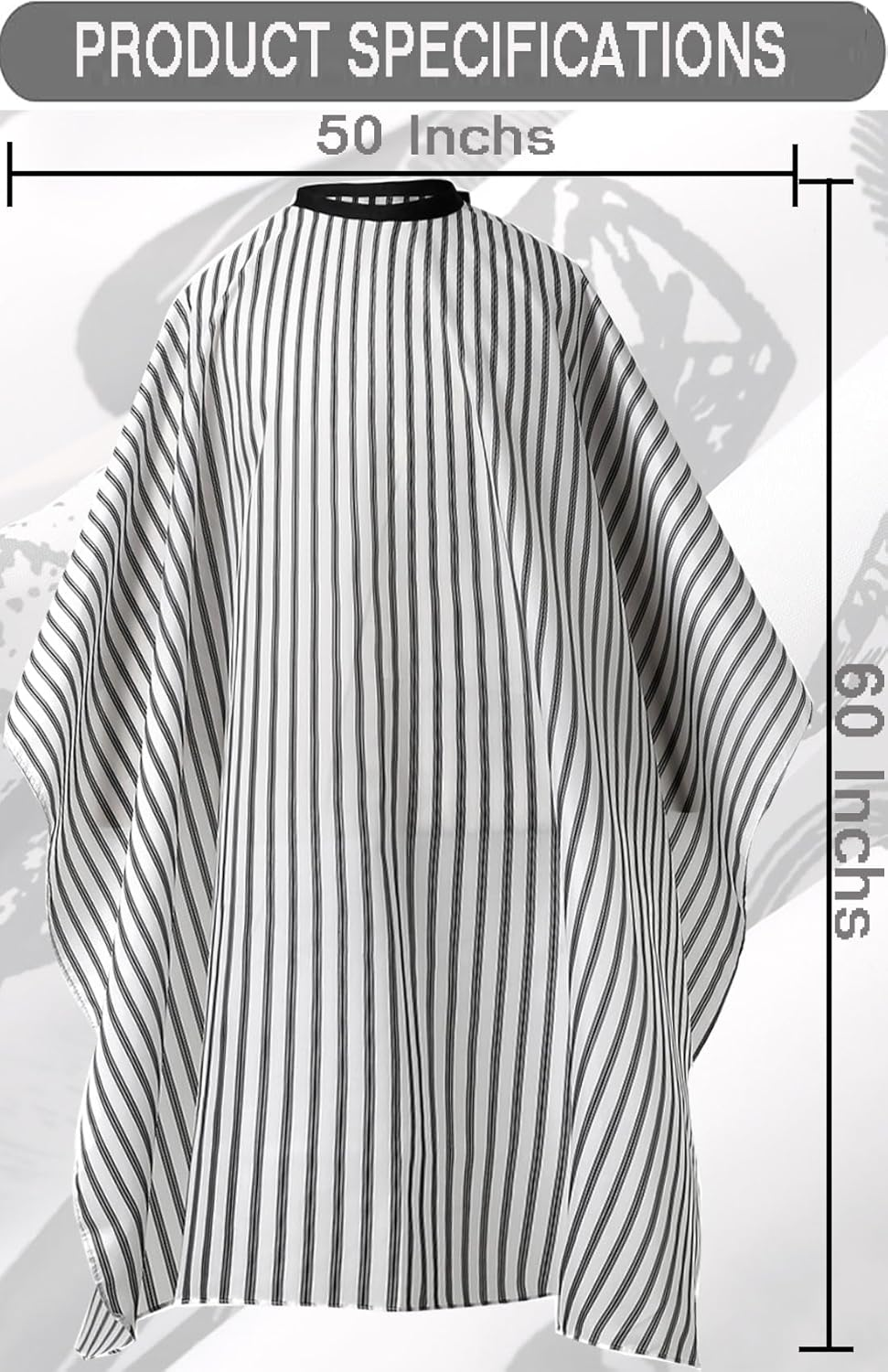Professional Waterproof Hair Styling Cape Nylon Haircuting Salon Cape Gown Hair Salon with Snap Closure - 50" X 60" White Stripes - Multicolor 1-Pack image number 7
