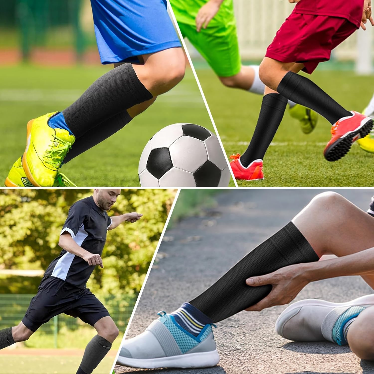 Soccer Ball Shinguards Board with Socks Breathable Insert Board Type Football Shin Guards with Sleeves Cushion Protection Shin Guards Reduce Shocks and Injuries for Unisex Football Games