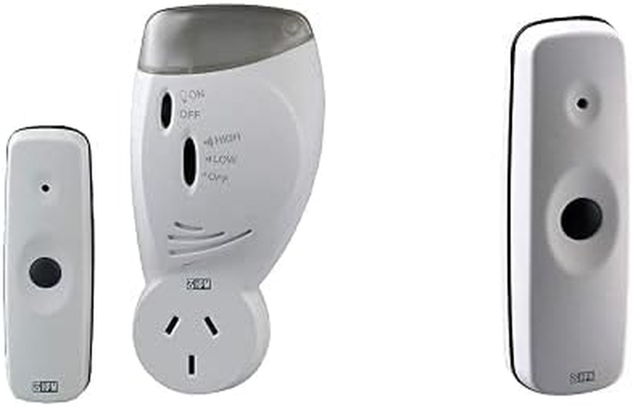 HPM D641 Series Long Range Flashing Light Plug in Wireless Door Chime + D641 Series Door Chime Bell Press White