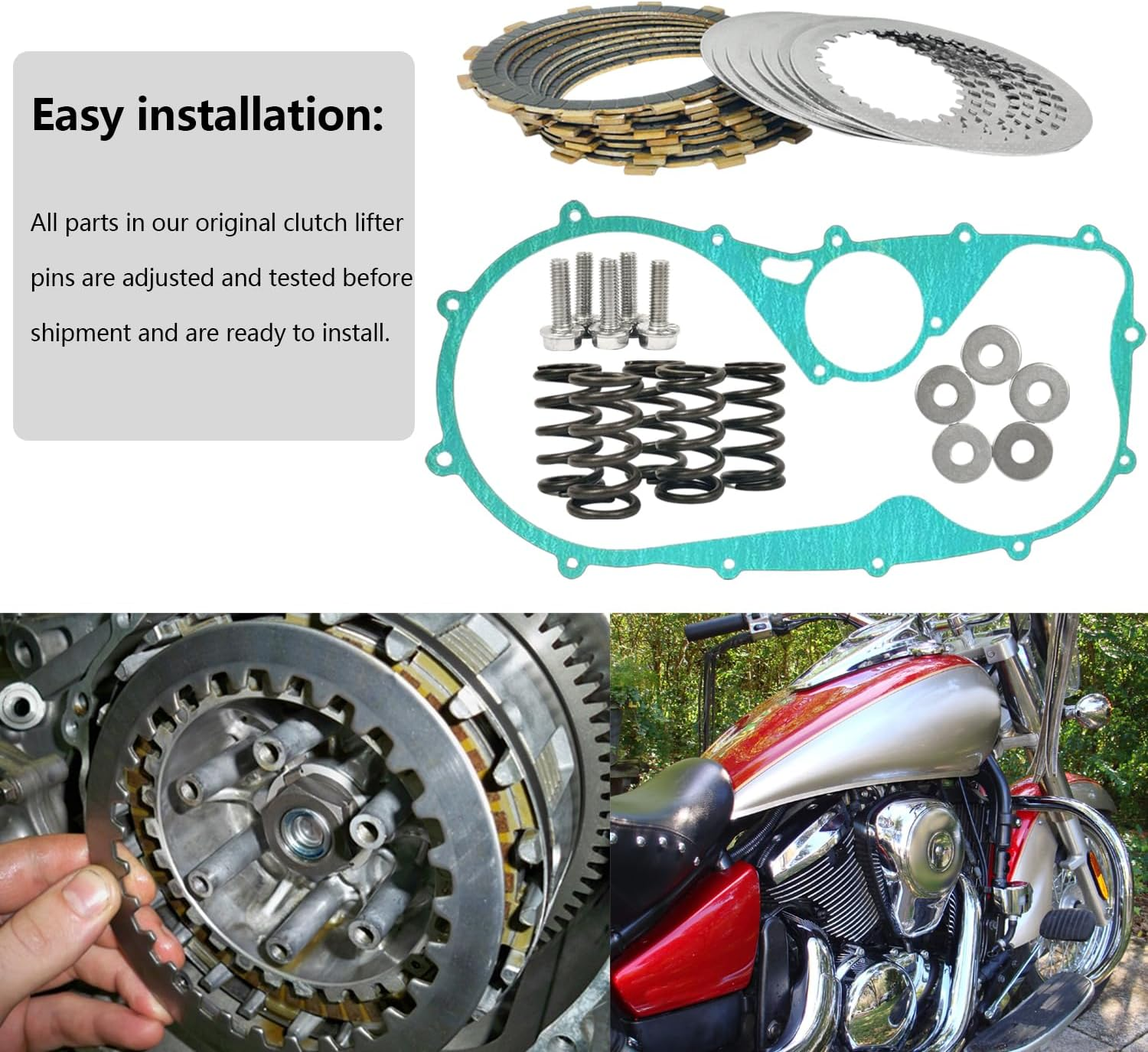 Extra Plate Friction Steel Clutch Kit & Gasket Kit Compatible with Vulcan 800 VN800B VN800E VN800A Vulcan 900 VN900C VN900B VN900D 1995-2006 image number 5