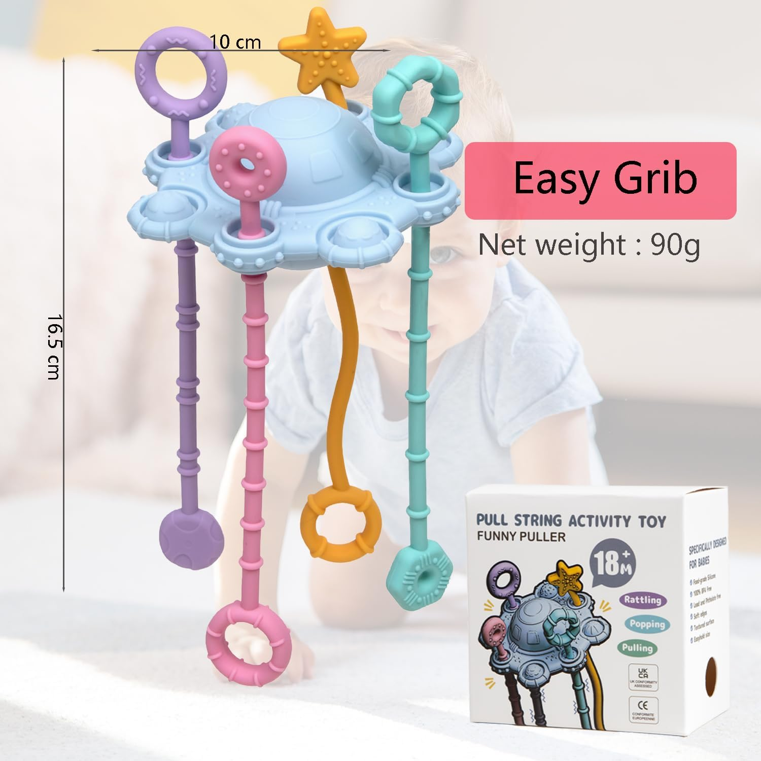 Montessori Toys for Baby, Food Grade Silicone Pull String Activitys for Infant, Travel Toys for Babies, Sensory Toys for Toddlers, Fine Motor Skills Toys for Girl Boy Gift image number 4