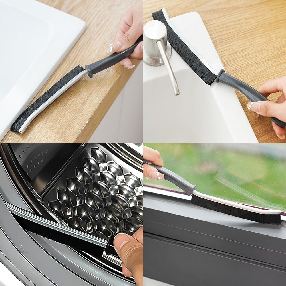 8-Piece Crevice Cleaning Kit with 2 Scrapers - Heavy Duty Grout Cleaner & Shower Cleaning Brush | Multi-Purpose Bathroom Scrubber & Kitchen Brush for Tiles and Windows | Home Essentials Cleaning Set image number 6