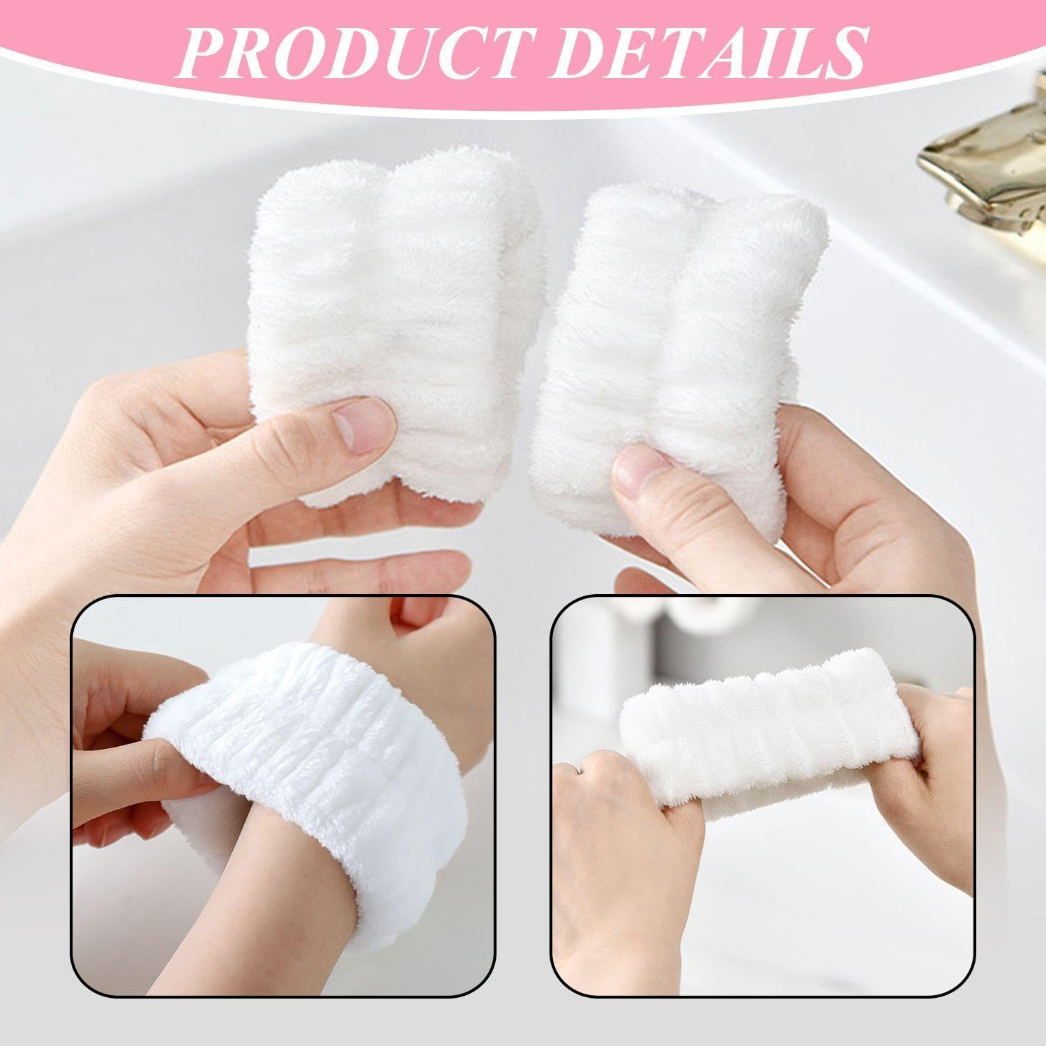 QFEHTHSK 6 Pieces Face Wash Bracelet, Anti-Moisture Bracelet, Spa Bracelet, Microfibre Face Wash Bracelet, Water Absorbent Face Wash Bracelet image number 4