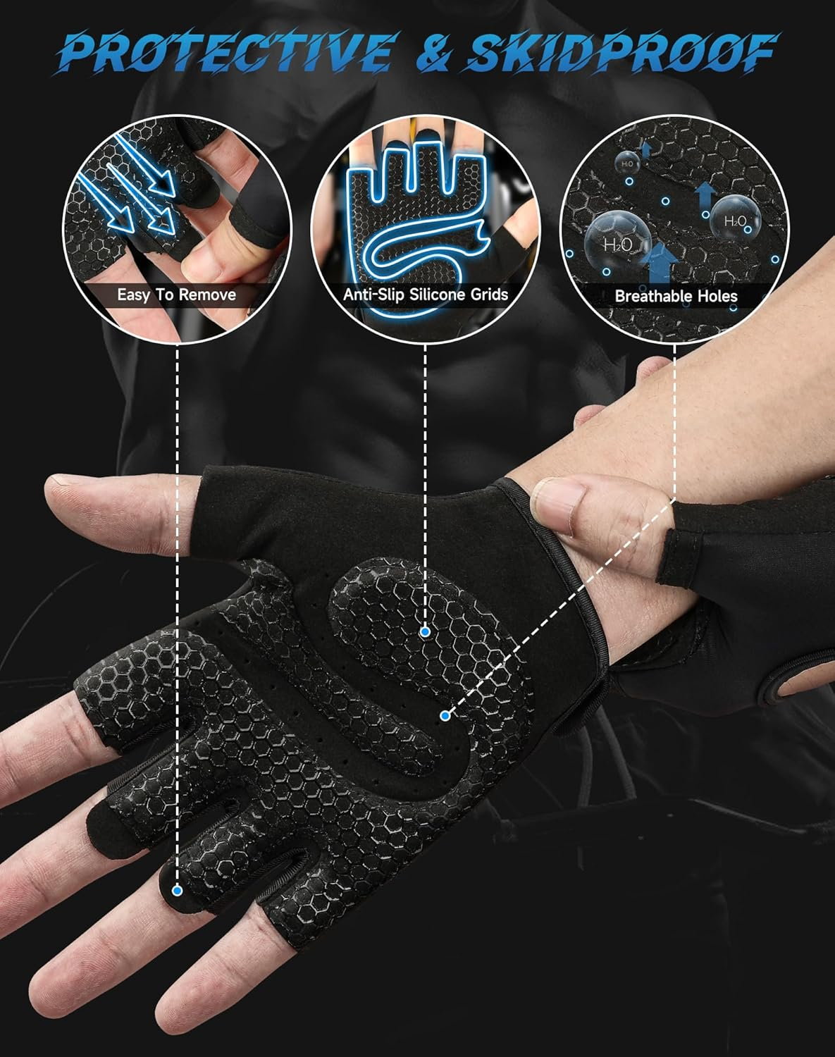 COFIT Breathable Workout Gloves, Antislip Weight Lifting Gym Gloves for Men Women, Superior Grip & Palm Protection for Weightlifting, Fitness, Exercise, Training image number 3