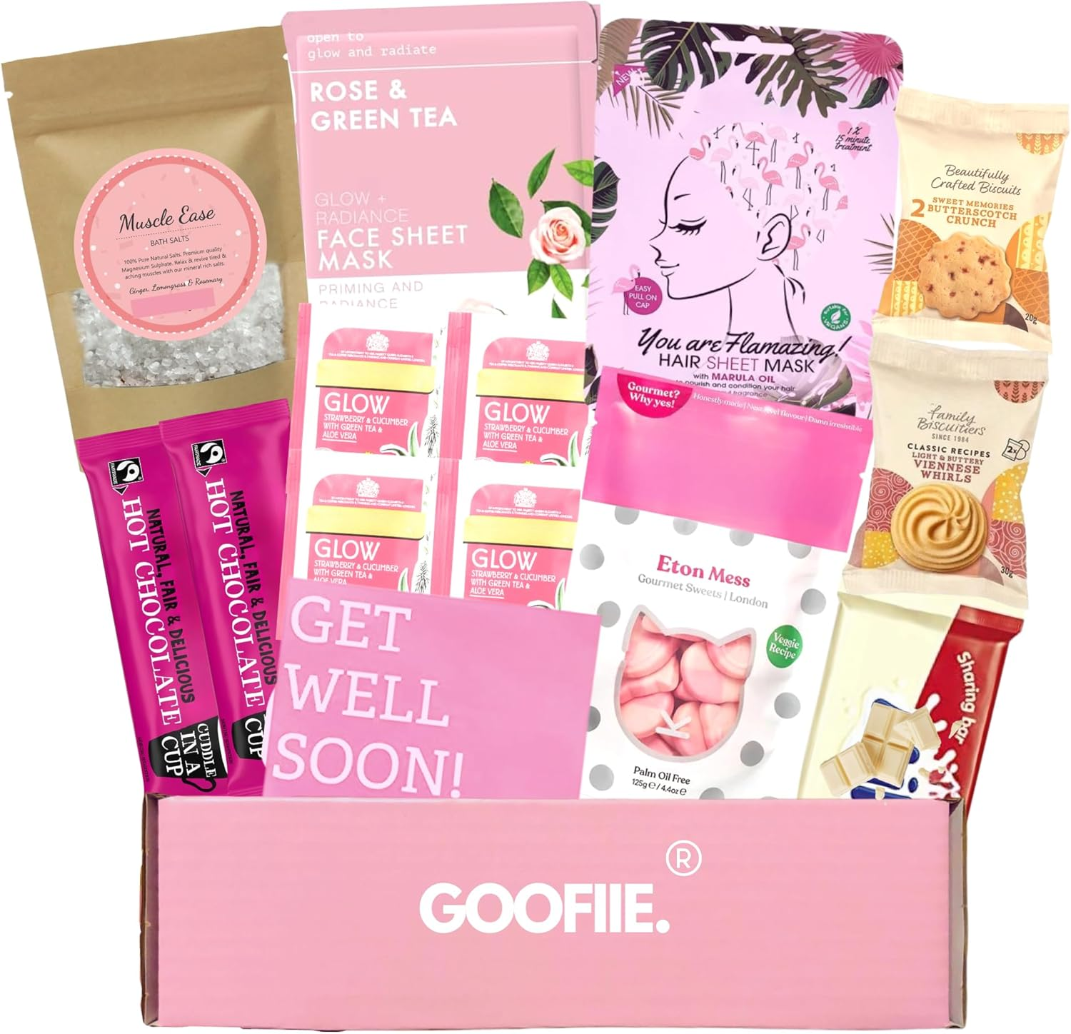 Hug in a Box Care Package for Her Pamper Gift Set for Women with Bath Salts, Masks & Food for a Relaxation Spa Day at Home. image number 2