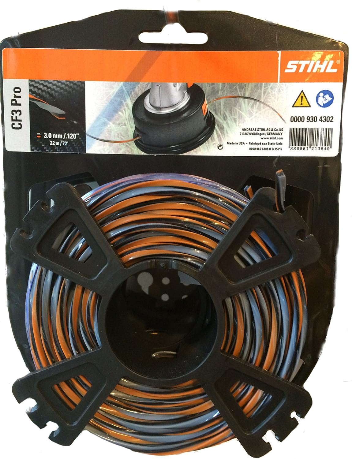 Stihl 00009304302 CF3 Pro Crossover Cords with Carbon Content, Orange, 3.0Mm / 22M