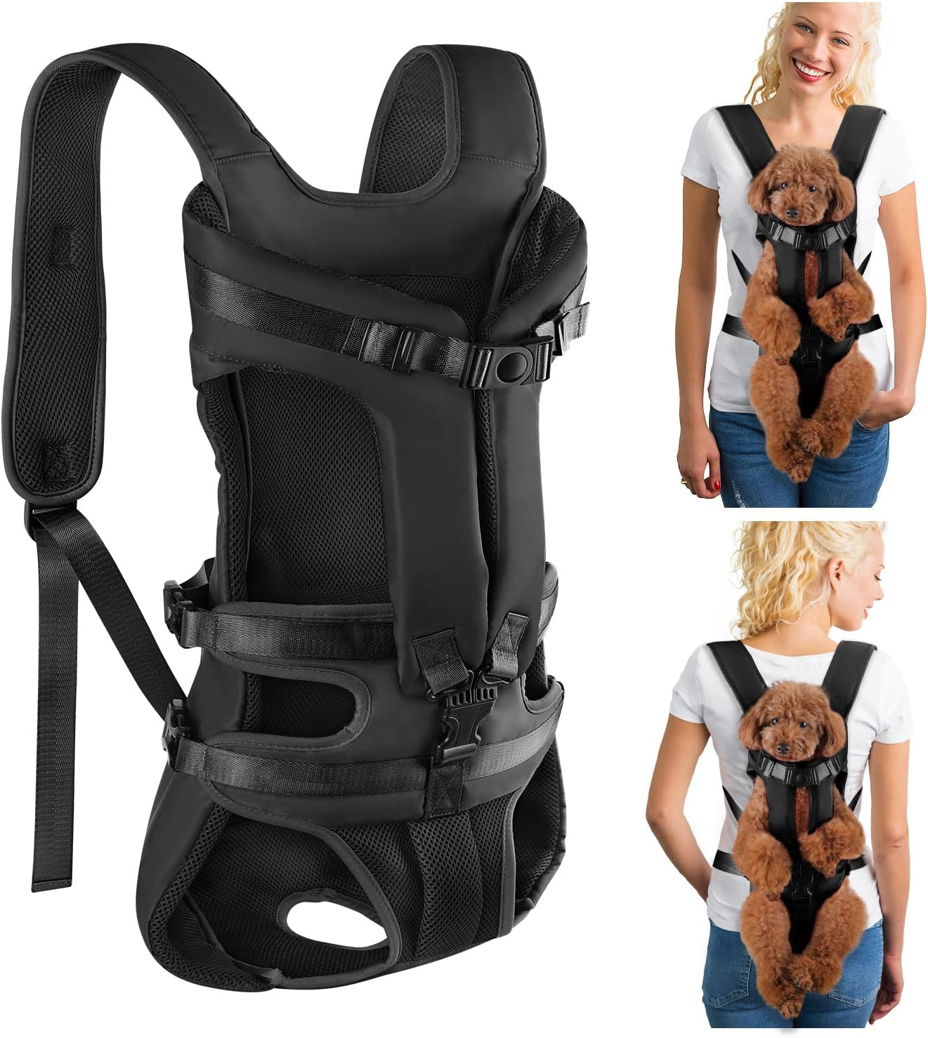 Slowton Dog Carrier Backpack, Adjustable Pet Dog Front Carrier, Legs Out & Easy-Fit & Breathable Dogs Safety Carrier Travel Bag for Puppy Small Medium Dogs for Camping Hiking Cycling image number 5