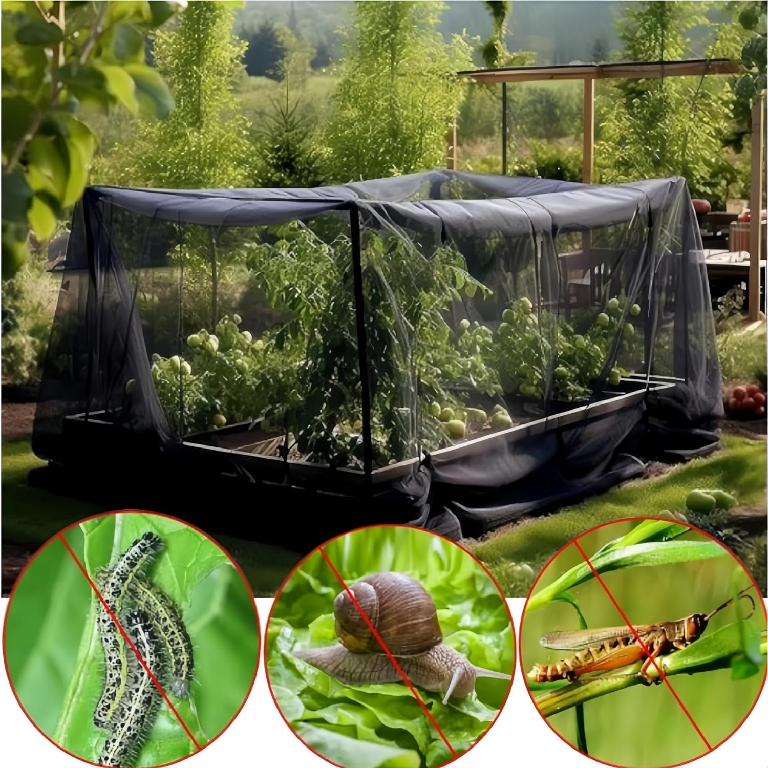 2.4 X 4 M Mosquito Insect Bird Net,Greenhouse Barrier Mesh,Floating Row Covers Ultra Fine Garden Netting,Anti-Bird High-Density Cuttable Plant Netting,For Protect Vegetables Fruits Flower Crop (Black)