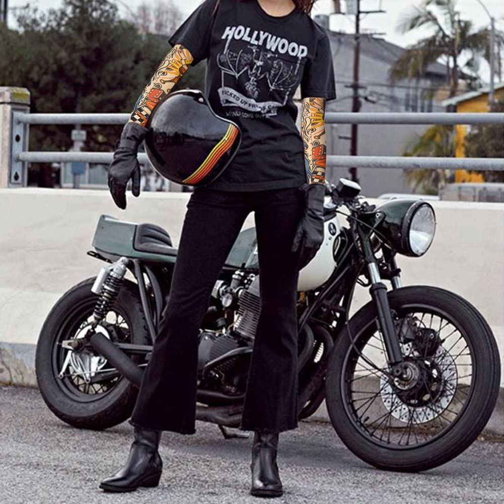 20Pcs Tattoo Arm Sleeves Temporary Fake Slip on Arm Protector Body Art Arm Stockings Accessories - Designs Tribal, Dragon, Skull, and Etc.By HOVEOX image number 3