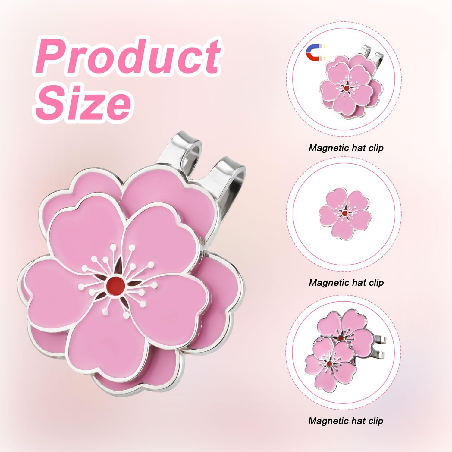 NQEUEPN Magnetic Golf Ball Marker with Golf Hat Clip, Magnetic Ball Marker Hat Clip Flower Shape Golf Ball Marker Set Accessories for Golf Bag Hat Women Men Golfer image number 1