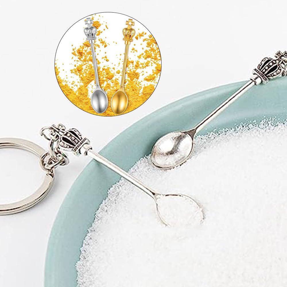 FRAINBOWZ Mini Spoons,Set of 4 Mini Shovel Spoon,Tiny Coffee Spoons,Pendants Necklace Vials for Measuring Spices, Glitter Powder, Coffee, Cake, Filling Bottles（Grey + Silver） image number 2