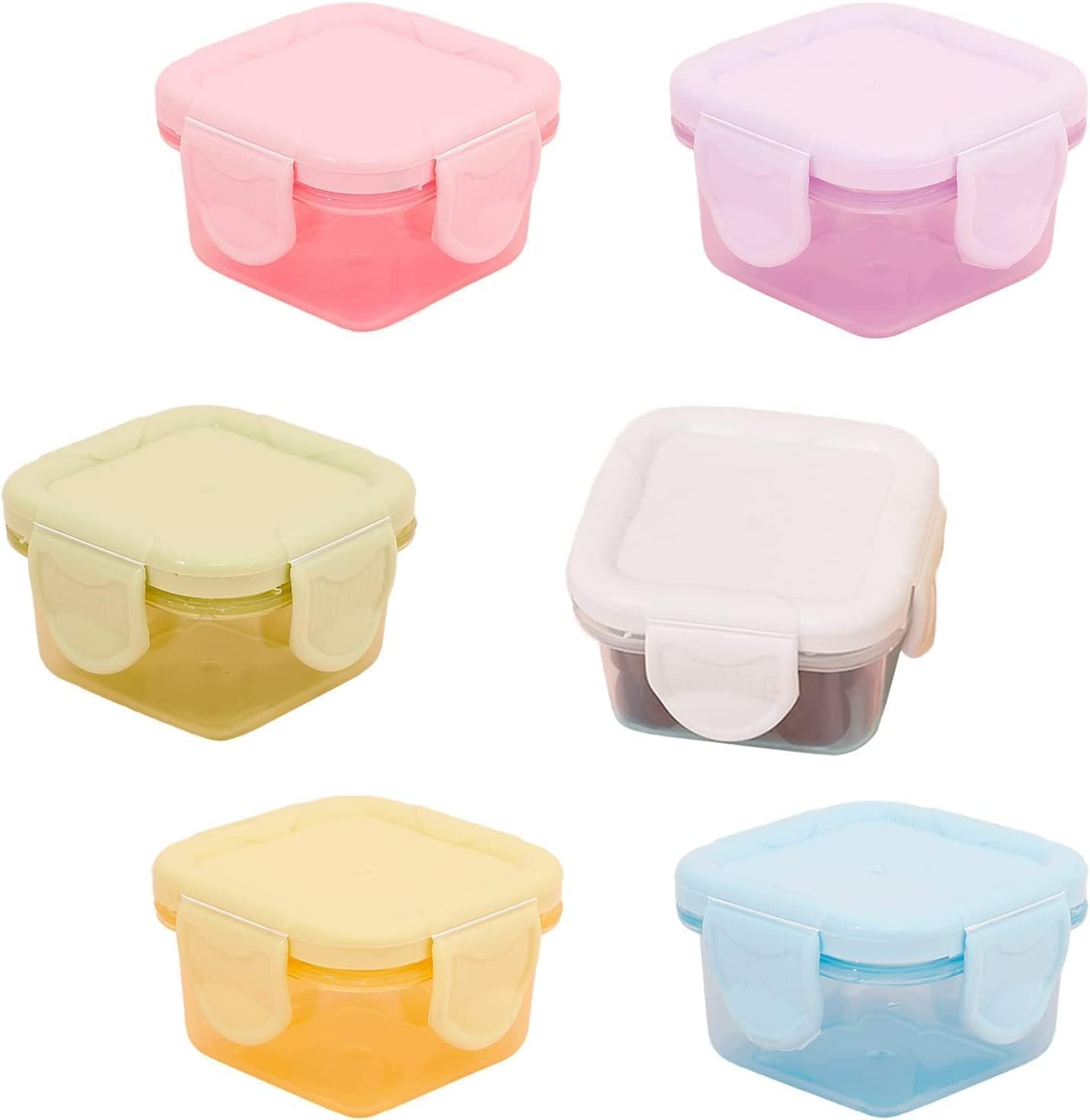 Plastic Salad Dressing Containers, 6Pcs Mini Food Storage Containers,Small Food Storage Container Withleakproof Lids,Condiment Sauce Container Small Freezer Storage Containers,Salad Dressing Container image number 4
