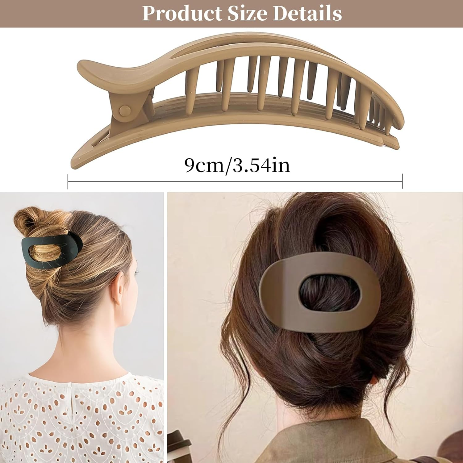 4 PCS Flat Hair Clips, Strong Hold Lay down Women Hair Claw Clamps, Barrettes Alligator Clip, Matte Hair Claw Clips for Thick Thin Hair, Comfortable Curved Flat Clips for Lying Driving (01)