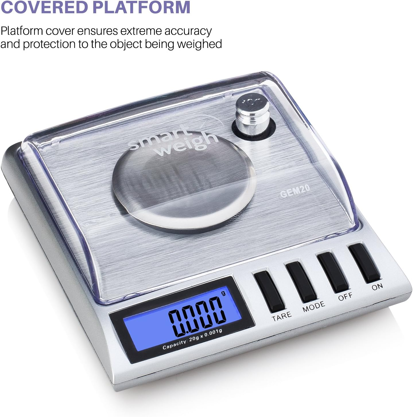 Smart Weigh Gem20-20G X 0.001 Grams, High Precision Digital Milligram Jewelry Scale, Reloading, Jewelry and Gems Scale, Calibration Weights and Tweezers Included image number 3