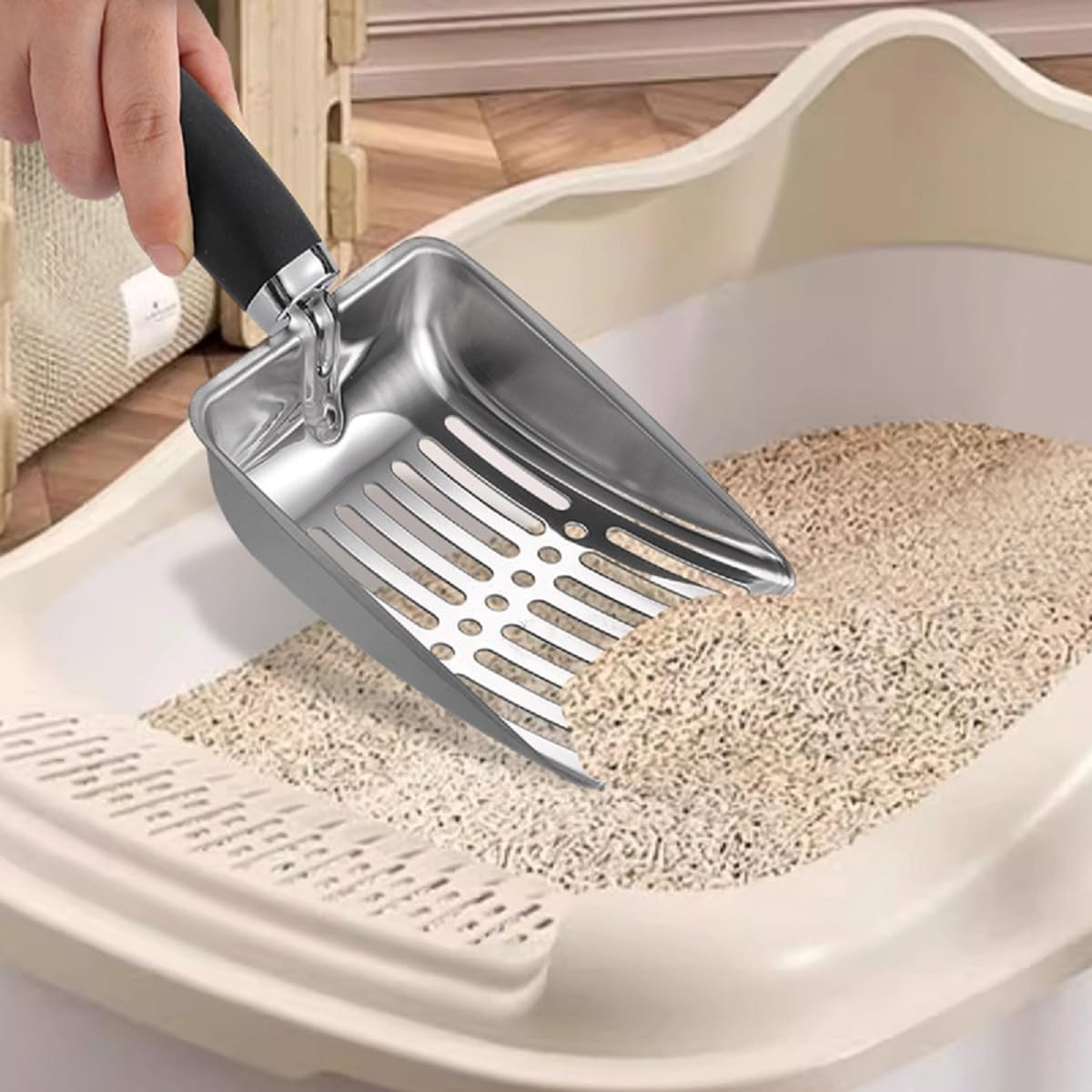 Cat Litter Shovel Metal, Cat Litter Scoop Broom Set, Cat Litter Shovel Cleaning Tool with Plastic Shovel Broom Set, Cat Litter Scoop Set for Pets Cats image number 4