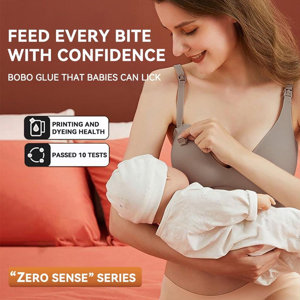 SANNIDHI&reg; Nursing Bras for Breastfeeding Ultra Comfort Seamless Maternity Bra, Natural Shape, Pregnancy Sleep Bralette, Nude, XXL image number 4