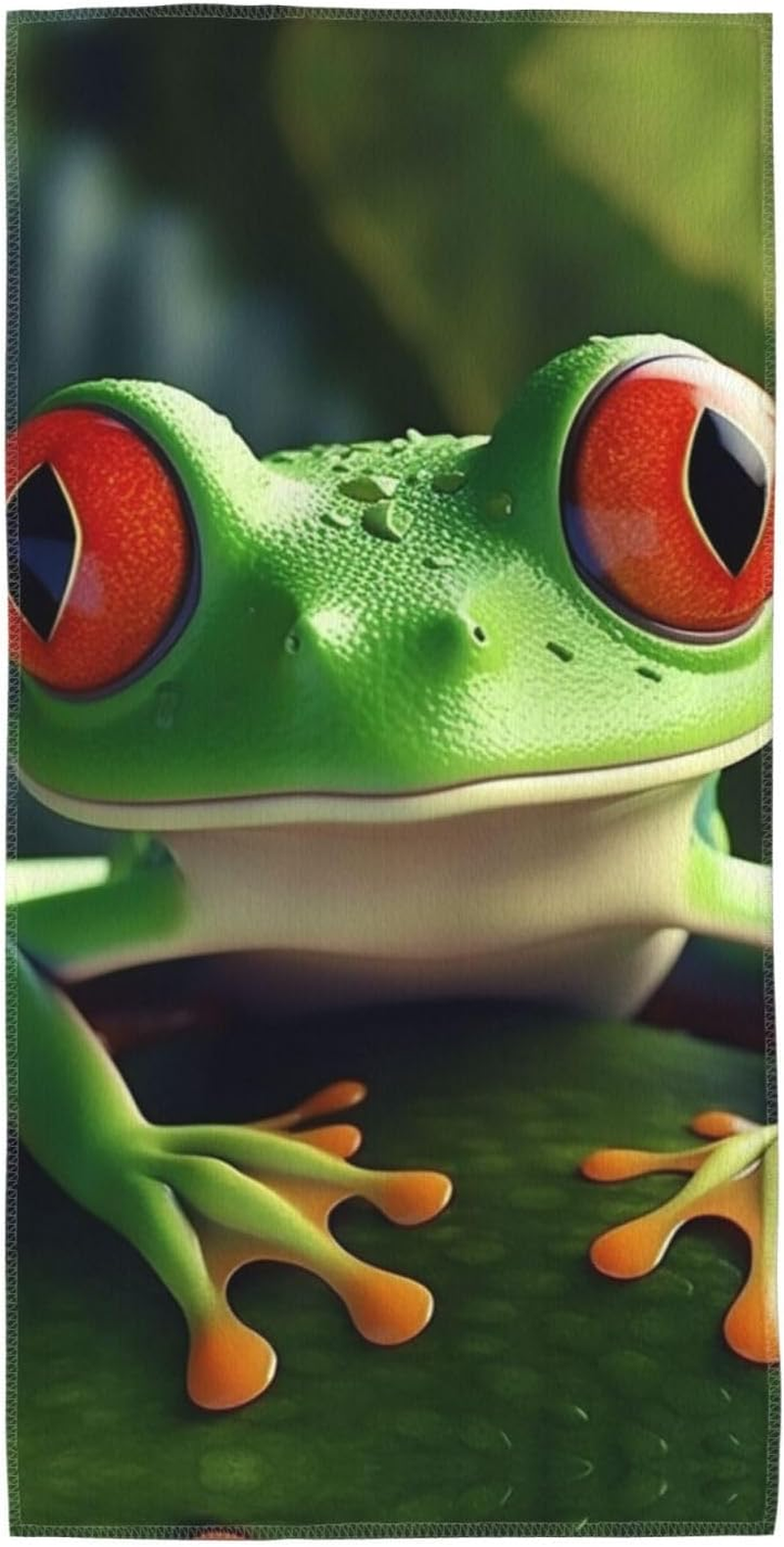 GDSHJKLW Cute Frog Hand Towels Absorbent Decorative Bathroom Towel Soft Microfiber Face Towel Dish Kitchen Towels for Bathroom Kitchen Hotel Spa Bath Towels 13.8"X27.5" image number 6