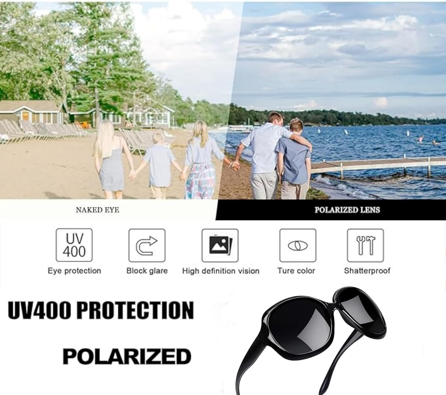 WOULDWIN Oversized Sunglasses Womens Trendy Polarized Large Driving Sun Glasses Ladies UV Protective Big Sunnies Shades