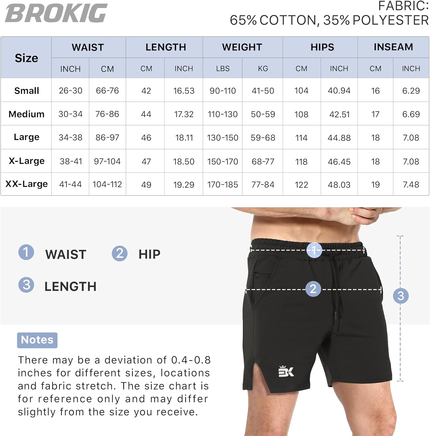 BROKIG Men'S Inpok Gym Running Shorts, Split Leg Sport Workout Fitness Shorts with Zip Pocket image number 5