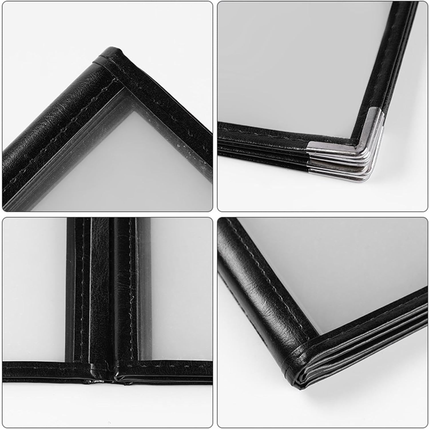 A4 Menu Covers Menu Book Holders, 4 Page 8 View Transparent Restaurant Menu Covers, Fits A4 Size Paper，Bar Cafe Restaurant Book Black Folder