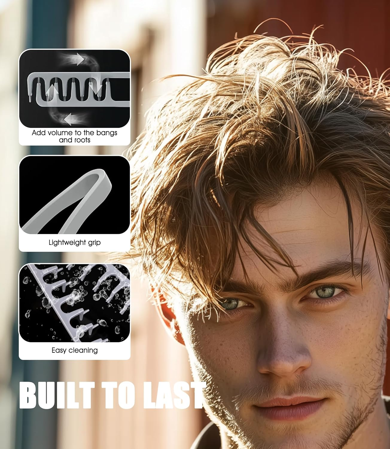 Pack of 2 Volume Comb Styling Comb with Texture Large Tooth Comb for Volume & Care Volume for the Hair Roots with Pony Roots, Lifting Hair Roots Hair Brush for Men and Women image number 4