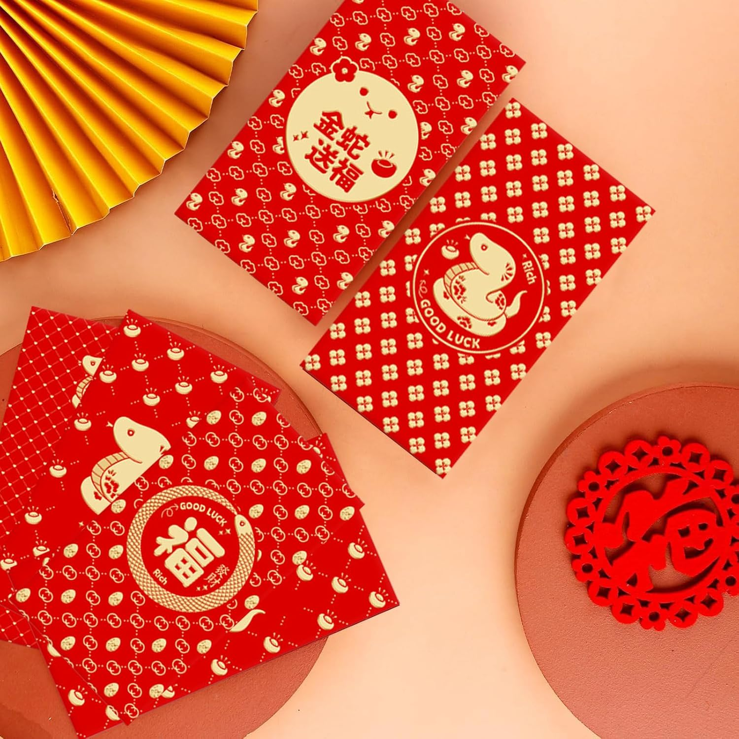 Yqqzqchinese Hongbao,18Pcs Red Envelope Paper Pocket,Lucky Money Envelope Chinese Traditional Red Pocket image number 3
