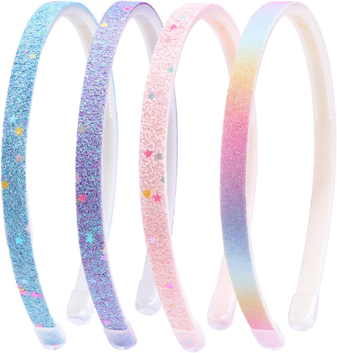 Ehuixinsheng 4PCS Little Girls Glitter Headband,Sequin Thick Bling Cute Sparkly Non Slip Hairbands Colorful Hair Accessories for Washing Face Christmas Head Band image number 2