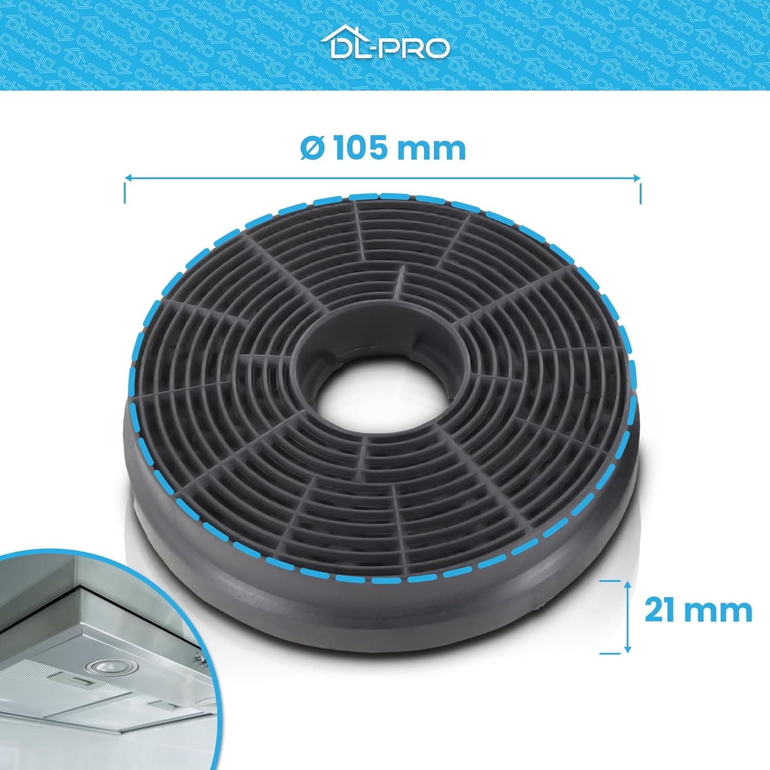 Dl-Pro 2 X Carbon Filter Activated Carbon Filter for Respekta MIZ0058 MIZ 0058 PKM CF130 Candy 49040890 35602288 Cooker Hood image number 2