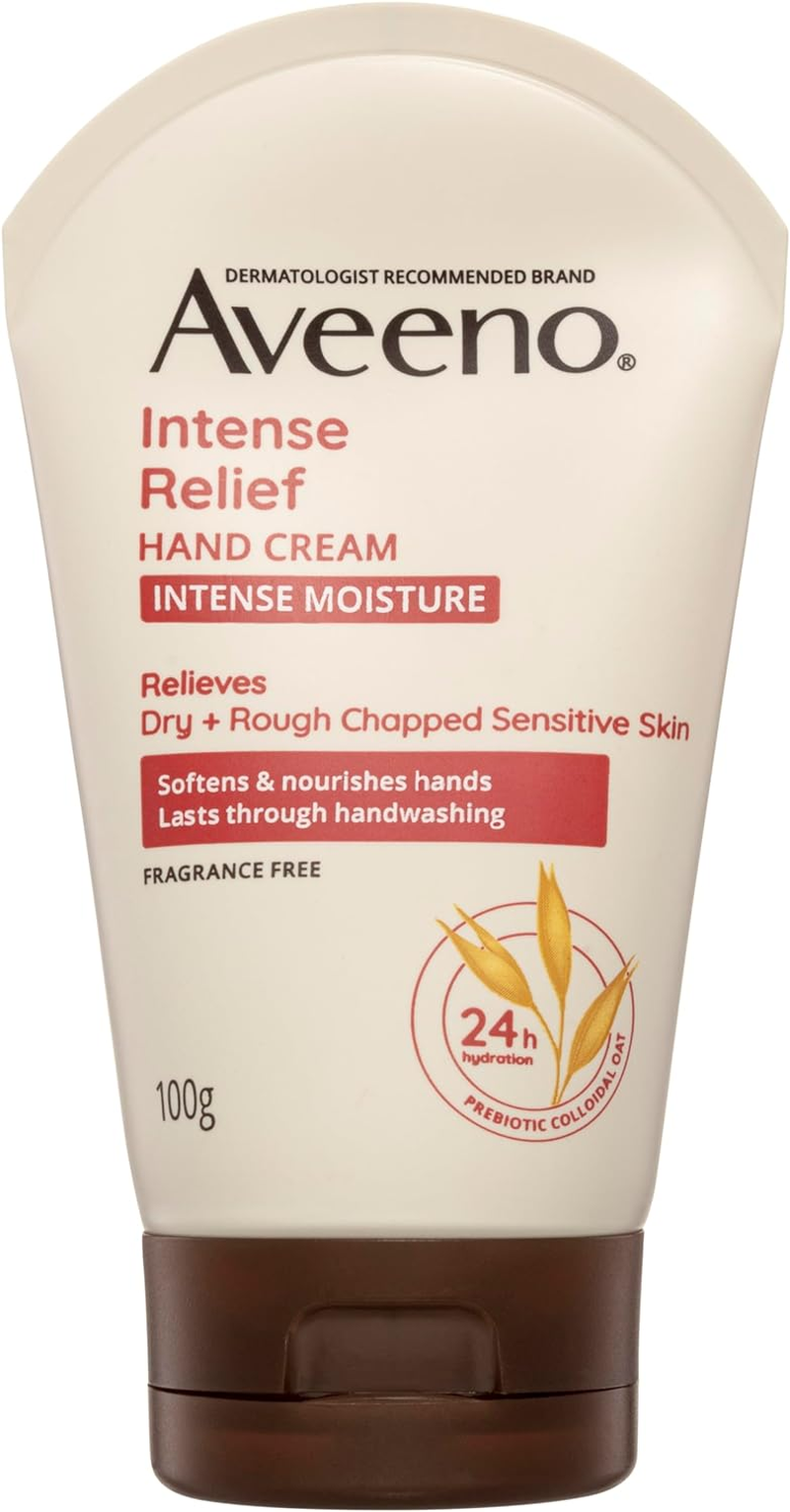 Aveeno Intense Relief Soothing Fragrance Free Hand Cream 24-Hour Moisture Protect Dry Rough Chapped Sensitive Skin 100G image number 1