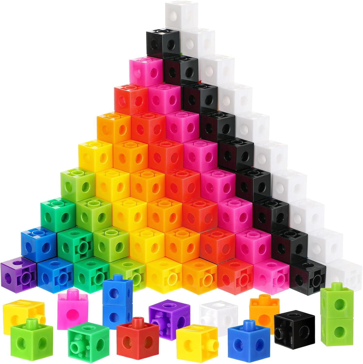 Jenaai 200 Pieces Linking Counting Cubes - Plastic Math Blocks, Colorful Manipulatives for Classroom Learning, Preschool Activities for Boys and Girls (Simple Style)
