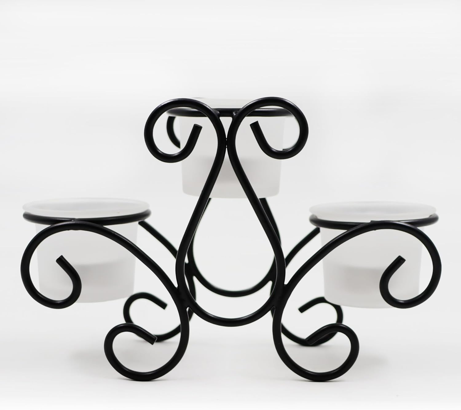 Hosley&reg; Frosted Glass Tealight Candle Holders Black Tealight Candle Holders with Glass Holders Perfect for Home Decor, Birthday, Wedding, Parties, Tabletop, Centerpiece image number 6